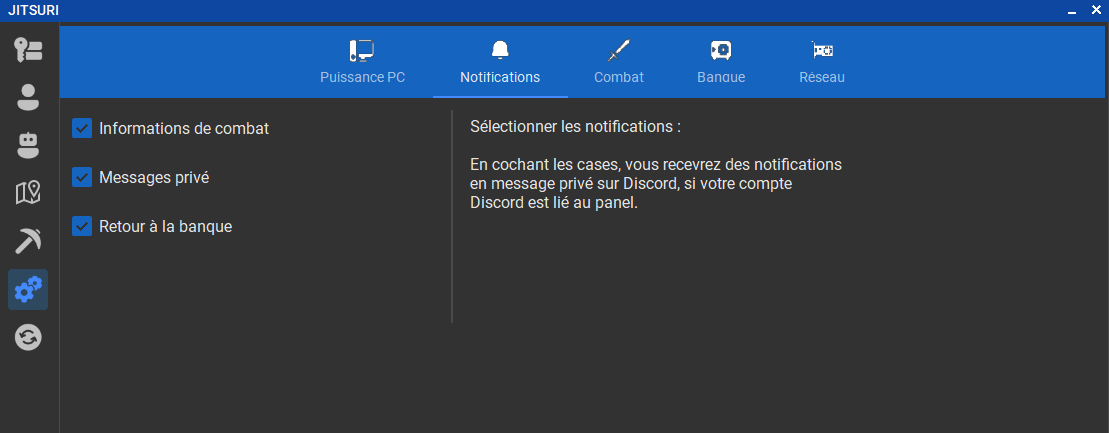 Choix des notifications