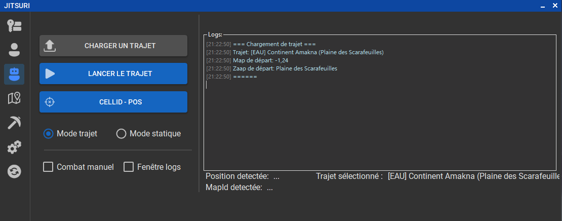 Interface avec trajet chargé